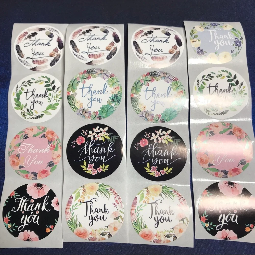 200 thank you stickers 8 designs size 1.5
